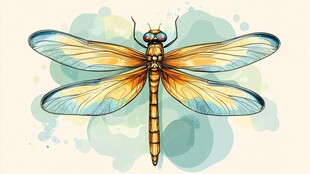 水彩风格蜻蜓插画