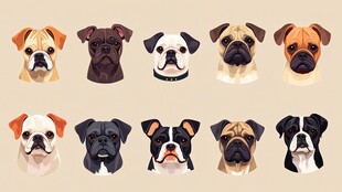 多样萌犬头像插画集合