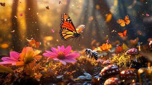 梦幻蝶舞花丛间