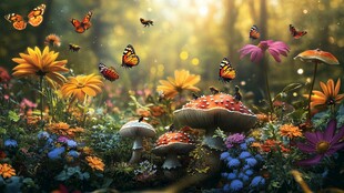 梦幻蝶舞花丛中的童话世界