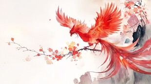 凤凰栖枝展艳姿