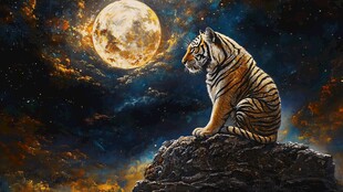 月夜下的王者老虎