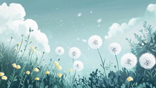 梦幻蒲公英草地风景图