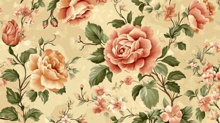 复古花卉壁纸图案设计