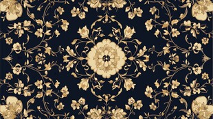 复古黑金花卉无缝图案