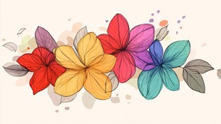多彩手绘花卉装饰图案
