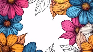 多彩花卉边框插画