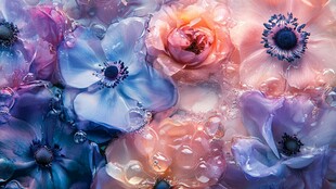 梦幻多彩花卉微距景象