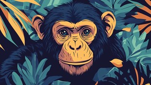 丛林中的可爱黑猩猩