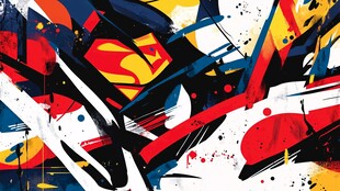 超人主题酷炫涂鸦艺术作品