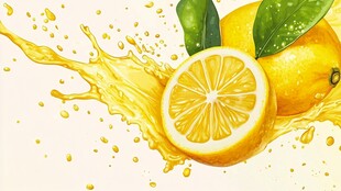柠檬果汁飞溅的清新瞬间