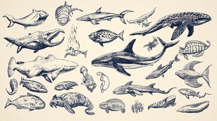 手绘海洋生物大集合