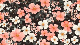 粉色白色花卉无缝图案