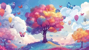 梦幻彩树与蝶的童话世界