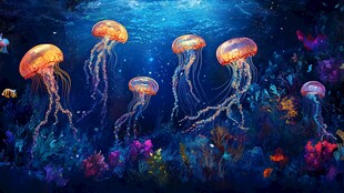 梦幻海底水母灵动之景