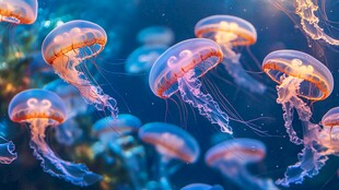 梦幻水母在深海中悠然游动