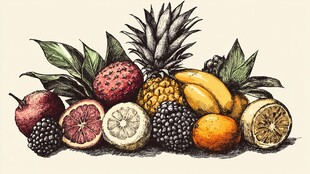 多彩手绘水果静物组合