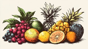 多彩手绘水果组合