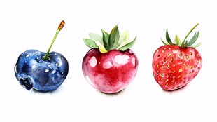 水彩绘三色浆果