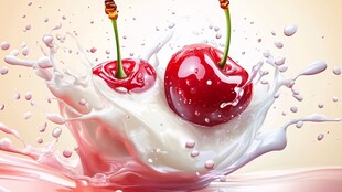 樱桃溅入牛奶的美妙瞬间