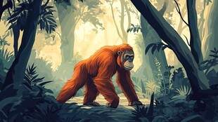 森林中的红毛猩猩