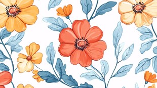 花卉图案 清新多彩花朵设计