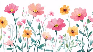 清新手绘花卉图案背景