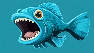 张着大嘴的蓝色凶猛小鱼