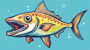 张着大嘴的彩色凶猛海鱼