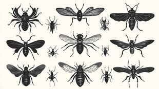 昆虫黑白插画集