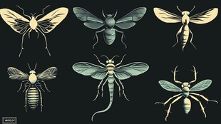 复古风格昆虫插画集合