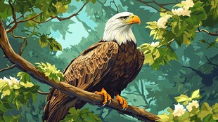 栖息枝头的雄伟白头海雕