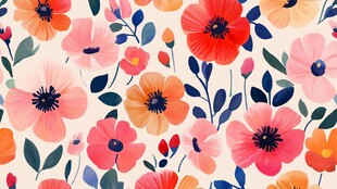 多彩花卉图案 清新风背景