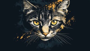 黑猫的艺术泼墨形象