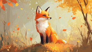 秋日林中的优雅狐狸