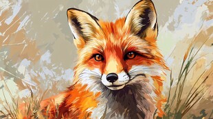 栩栩如生的红狐狸肖像画