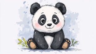 可爱熊猫插画 萌态十足