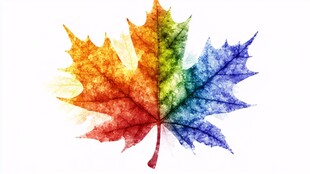 多彩水彩枫叶图