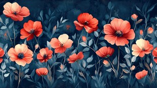 深红花朵于暗背景中绽放