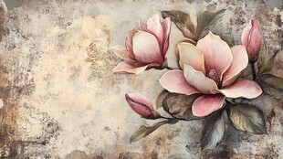 复古风玉兰花墙面装饰