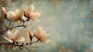 复古风玉兰花枝特写