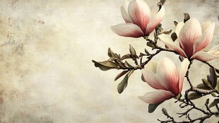 复古风玉兰花枝特写