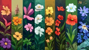 缤纷花卉拼贴 多彩植物世界