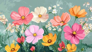 多彩花卉绽放美好春光