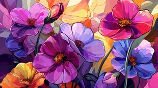 绚丽多彩花卉插画