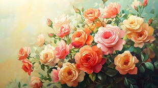 绚烂多彩的玫瑰花卉图