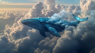 云中遨游的梦幻蓝鲸