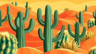 沙漠中的仙人掌景观