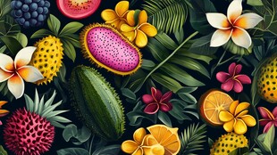 热带水果花卉缤纷图案