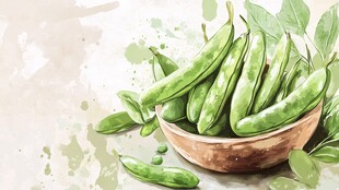 碗中鲜嫩豌豆与绿叶